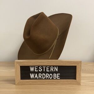 🏜🧲 Vintage Resistol Cowboy Hat Brown Suede 15” with 4” Brims 🌵🐎